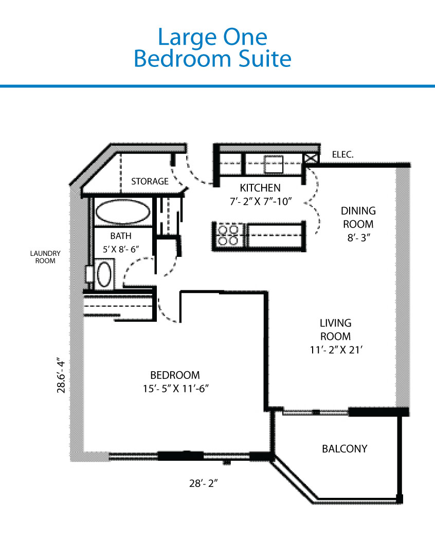 Floor Plan Of The Large One Bedroom Suite Quinte Living Centre